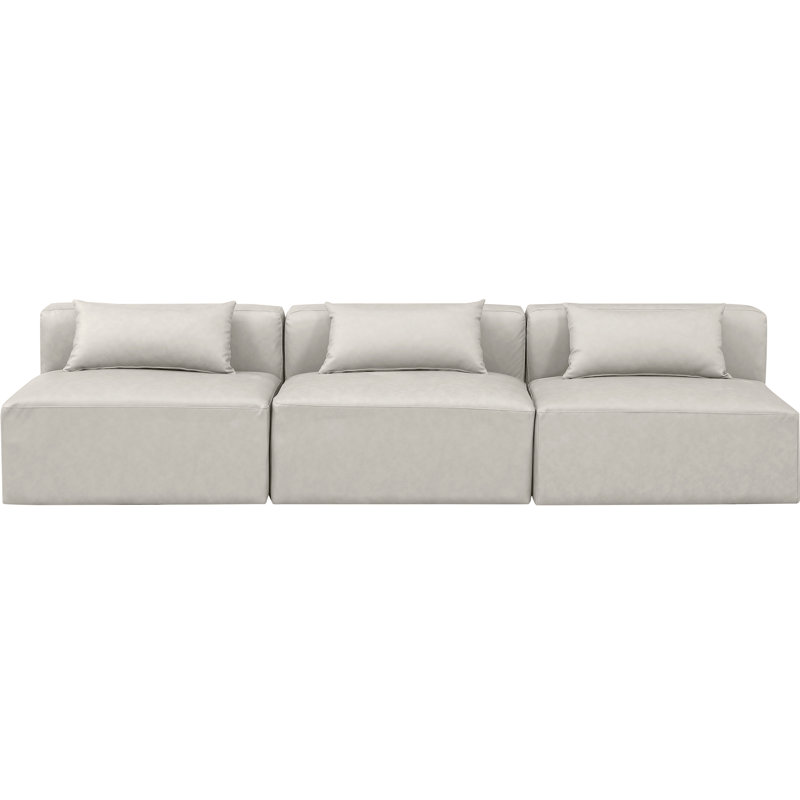Canapé modulaire en similicuir 3 pièces Ivion, Cuir crème végétalien