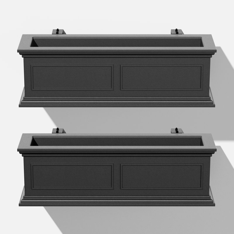 Abram Railing Planter, Black, 2