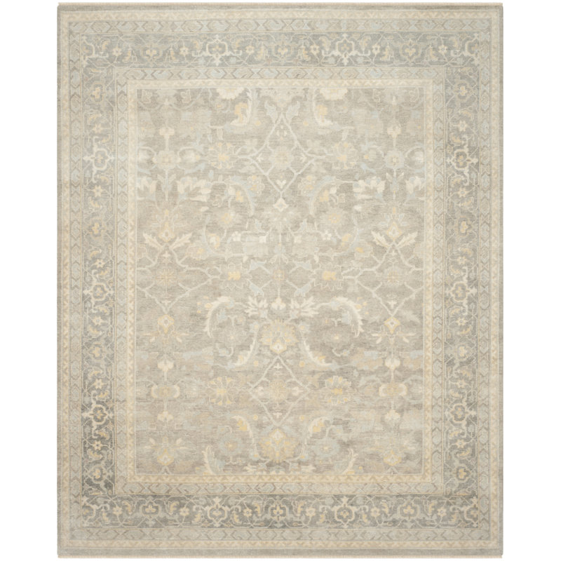 Sultanabad Oriental Hand Knotted Wool/Cotton Gray Area Rug, Rectangle 8' x 10'
