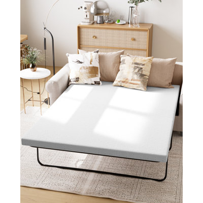  Mattress Topper for Sleeper Sofa and Couch Bed, 4 Inch Queen Size Sofa Bed Replacement Mattress with Ultra Soft Cover, Gray (Sofa NOT Included)