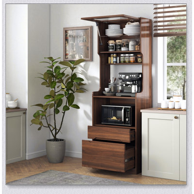 Buffet de ferme avec support à micro-ondes, buffet autoportant pour rangement organisé et décor élégant