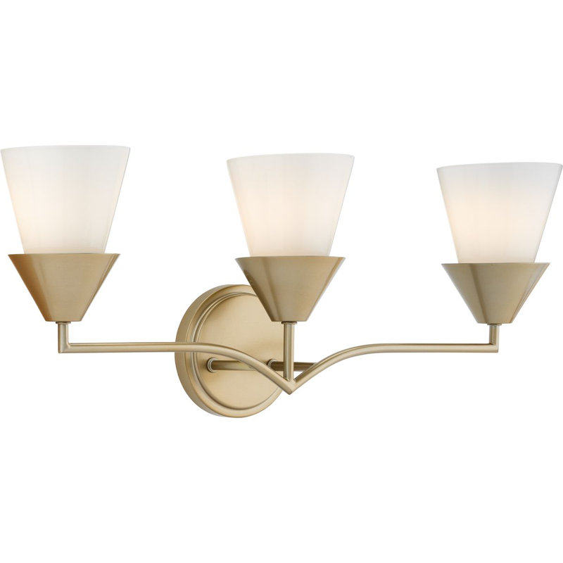Three-Light Contemporary Vanity Light, Soft Gold