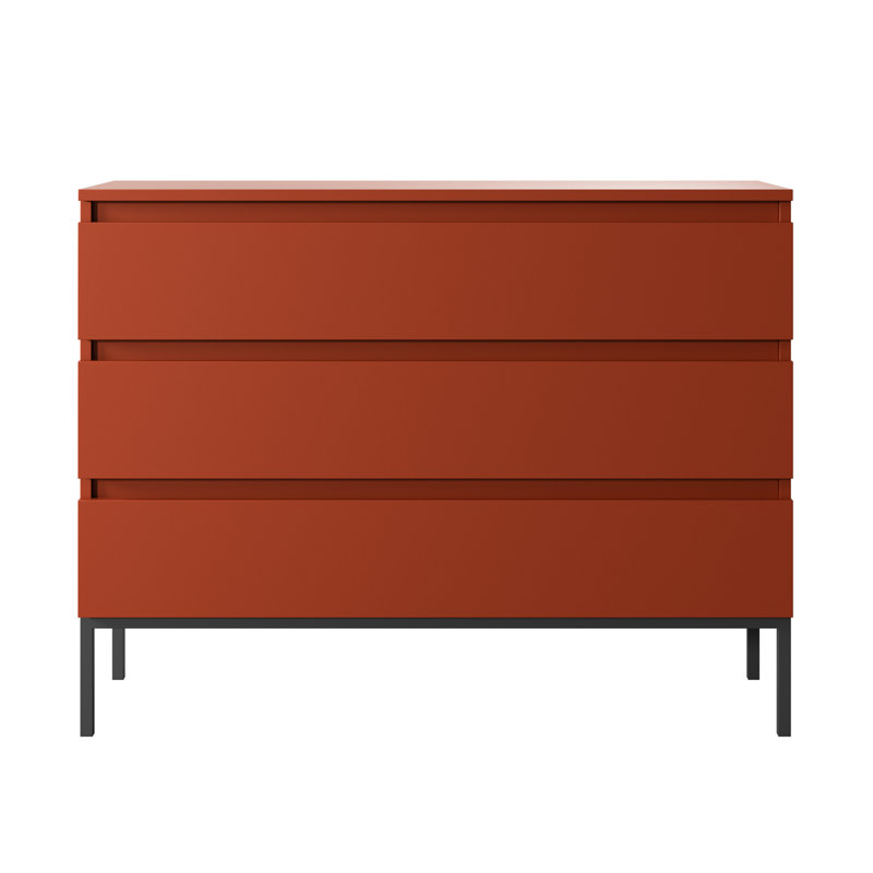Abrah 100cm W 3 - Drawer Chest of Drawers, Red/Black