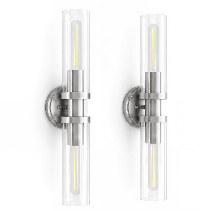 Lampe murale cylindrique 2 têtes Barbell, Brushed Nickel