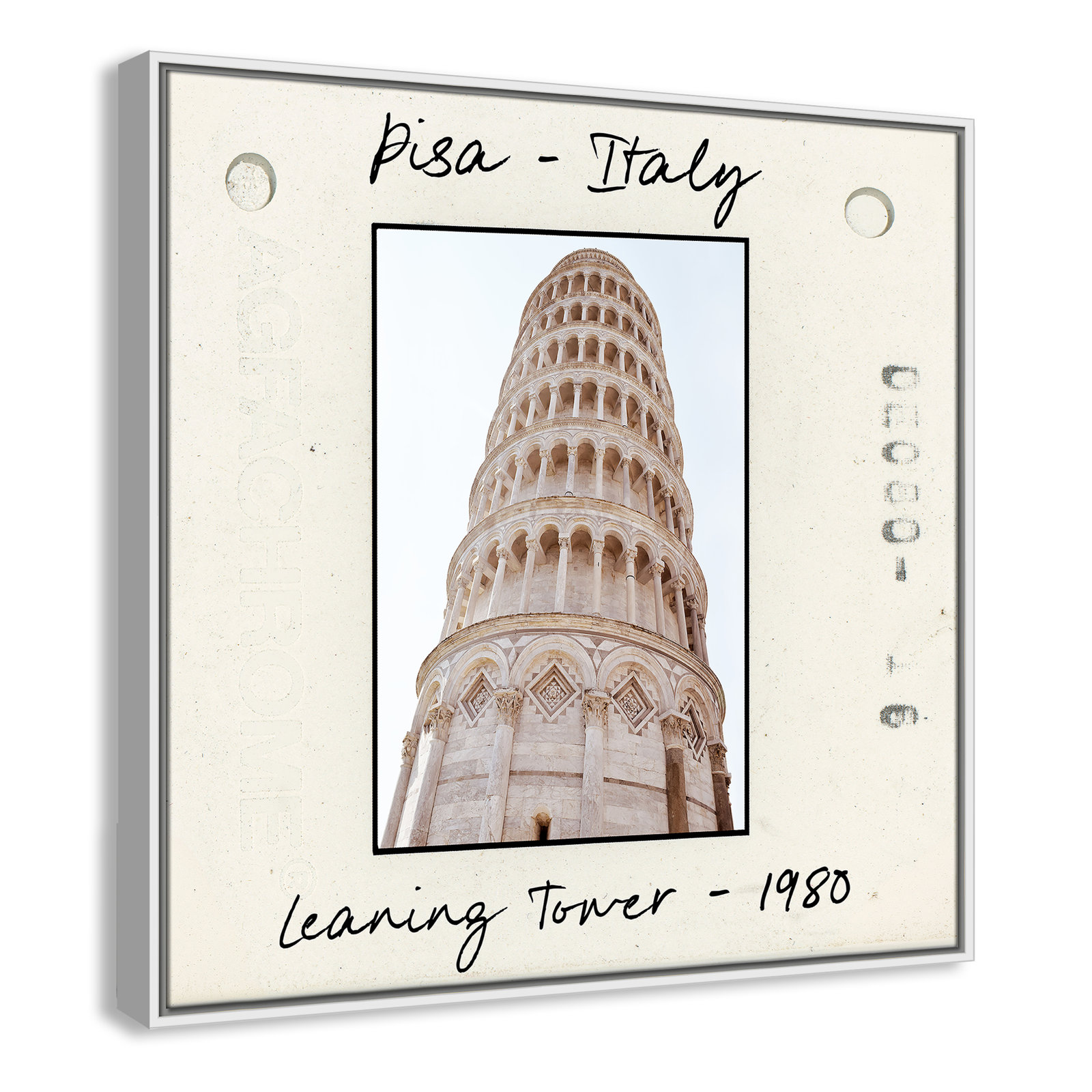 Ritona "Pisa, Italy - Leaning Tower" Print, White Floater Framed Canvas, 31.5" H x 31.5" W x 2" D