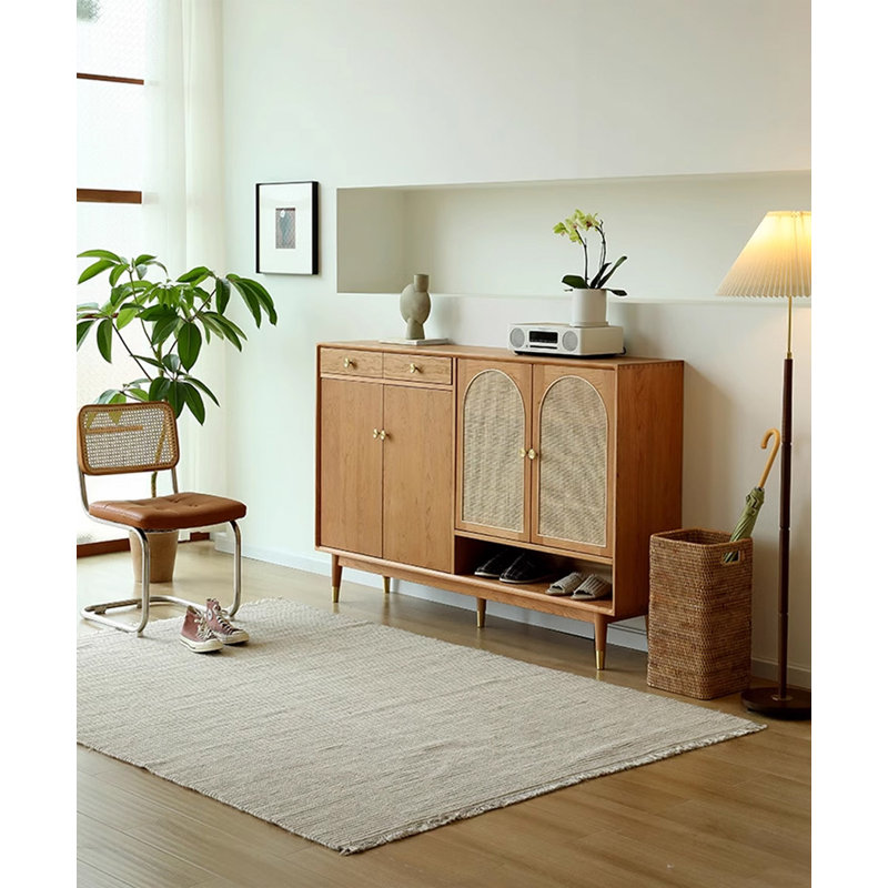 62.99" Brown Rectangular Solid Wood Shoe Storage