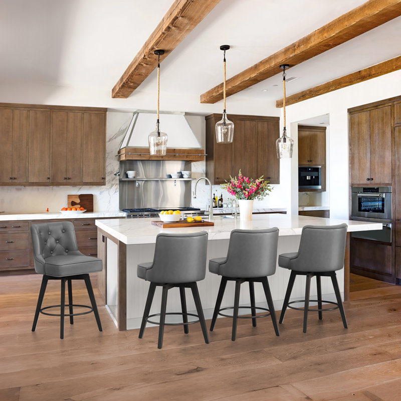 Dryver Swivel 25.98" Counter Stool Set of 4, Dark Gray