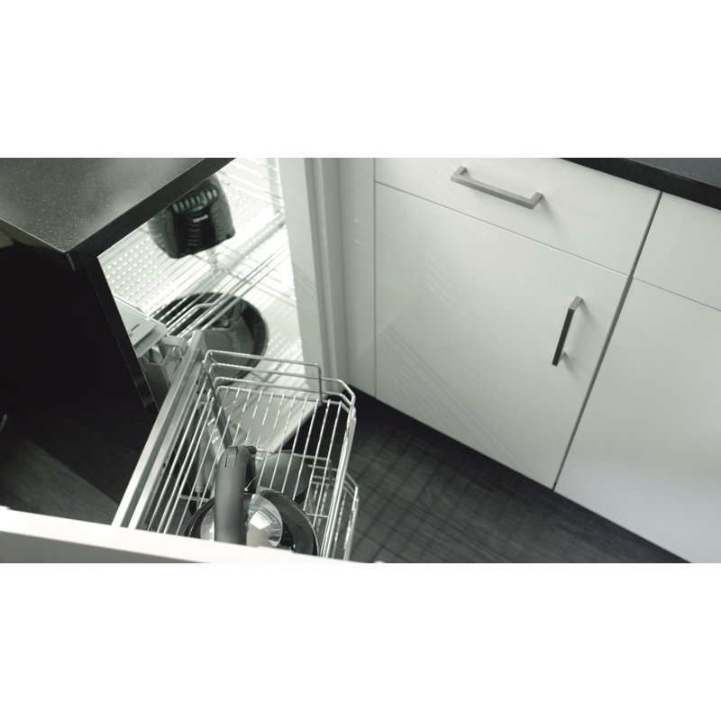 Chrome Blind Corner Organizer with Sliding Hardware