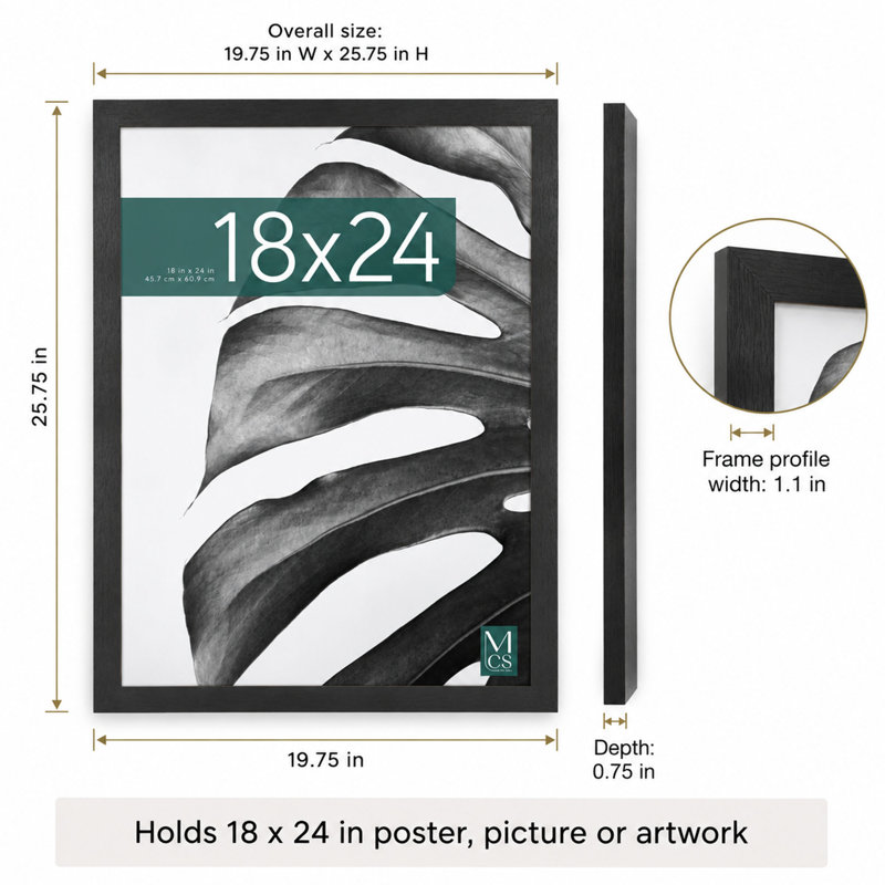 Cadre photo/œuvre d'art 18x24 en bois noir imitation bois