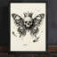 Reproduction d'art encadré noir avec crâne de papillon rétro-1935596135