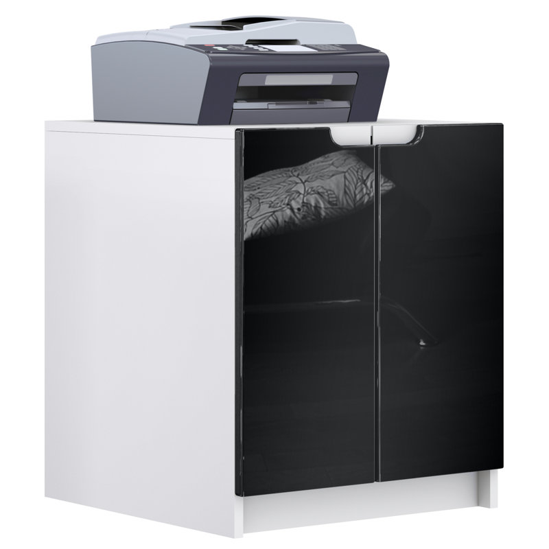 Logan 2 -Door 1 -Shelf, Matte Black/White