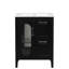 Meuble-lavabo de 24 po avec lavabo, bois massif et construction, noir, deux tiroirs, porte, tablette réglable, conception autoportante en verre céramique, style moderne, grand rangement en caoutchouc noir de 24 po, armoire