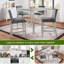 Ensemble de table 5 pièces à hauteur de comptoir, ensemble de table de cuisine en bois avec table carrée et 4 chaises rembourrées, ensemble de table de salle à manger à hauteur de comptoir avec décoration en cristal et ensemble de chaises, gris argenté-1080833032-1080833143