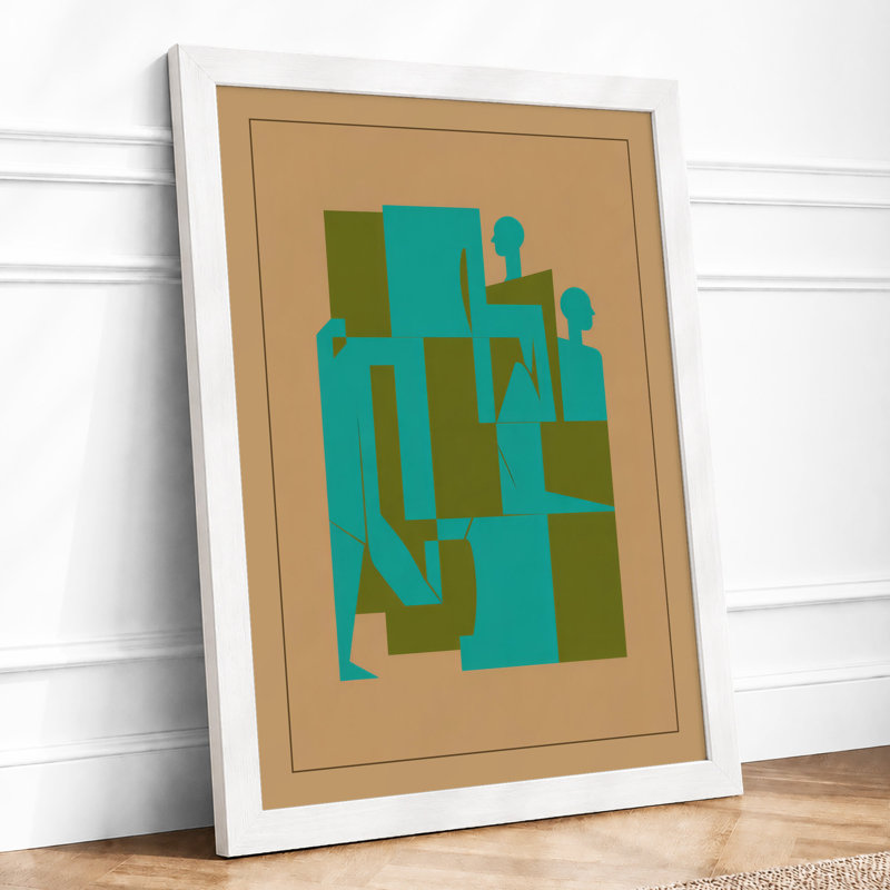 Blocks Geometric - Framed Print, A2 - 59.4 x 42.0 cm, White