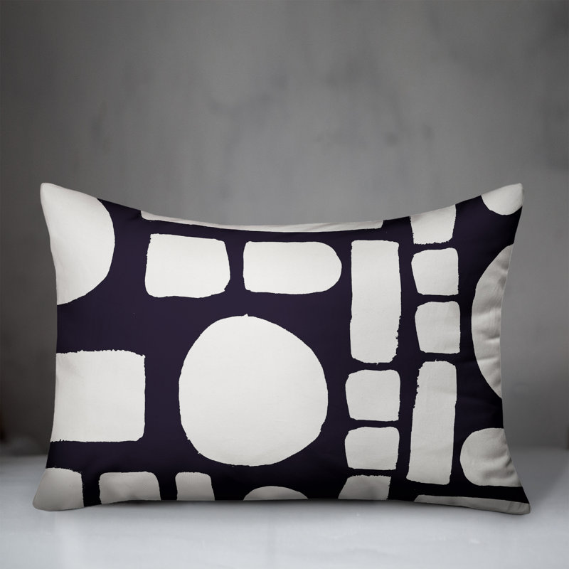  Coussin intérieur / extérieur géométrique, Bleu marine/blanc