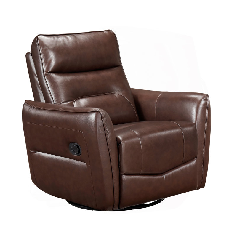 1Pc Recliner Chair With Swivel Motion Luxurious Comfort  Upholstered Solid Wood Living Room Furniture, Brown
