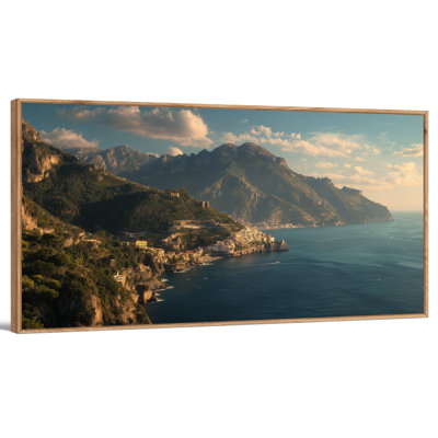  Impression sur toile très grande Italie sur la côte d'Amalfi, décoration murale italienne avec vue sur le village balnéaire serein