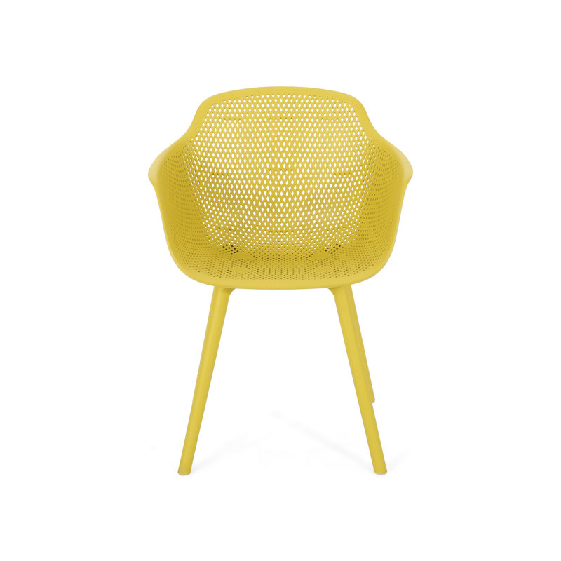Élégante chaise en polypropylène jaune - Design Lotus pour les réceptions en plein air avec des places assises