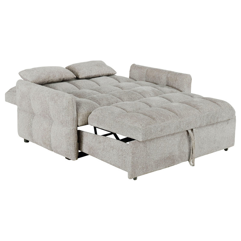 Canapé-lit capitonné, Light Grey Chenille