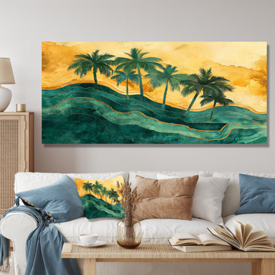 Colorful Palm Trees In Tropical Island IV - Traditional Metal Art Print, Palm Metal Wall Decor
