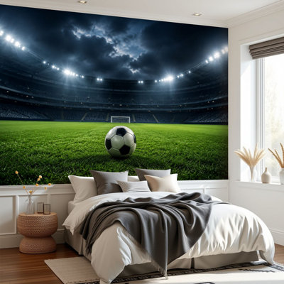 Papier peint adhésif autocollant amovible de stade de soccer mural pour salle de séjour H 69 po x l 96 po