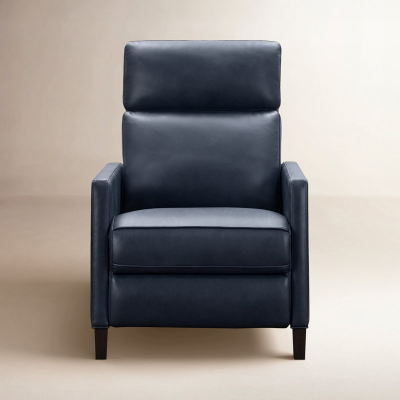 Morlan Power Recliner, Barone Navy Blue Split Grain Leather