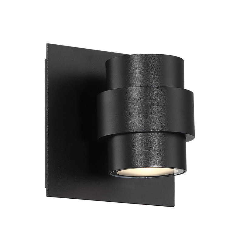 Barrel LED Outdoor Sconce, 5" H x 4.44" W x 5.25" D, Black