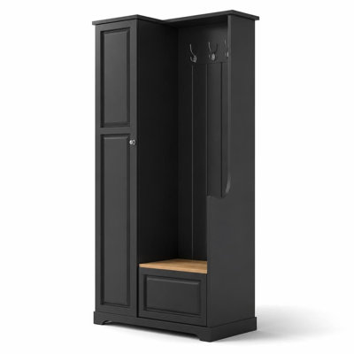 Multifunctional Hall Tree with Flip-Up Storage Bench, Minimalist Hallway Shoe Organizer with Adjustable Shelves and Hanging Hooks, Space-Saving Entryway Furniture
