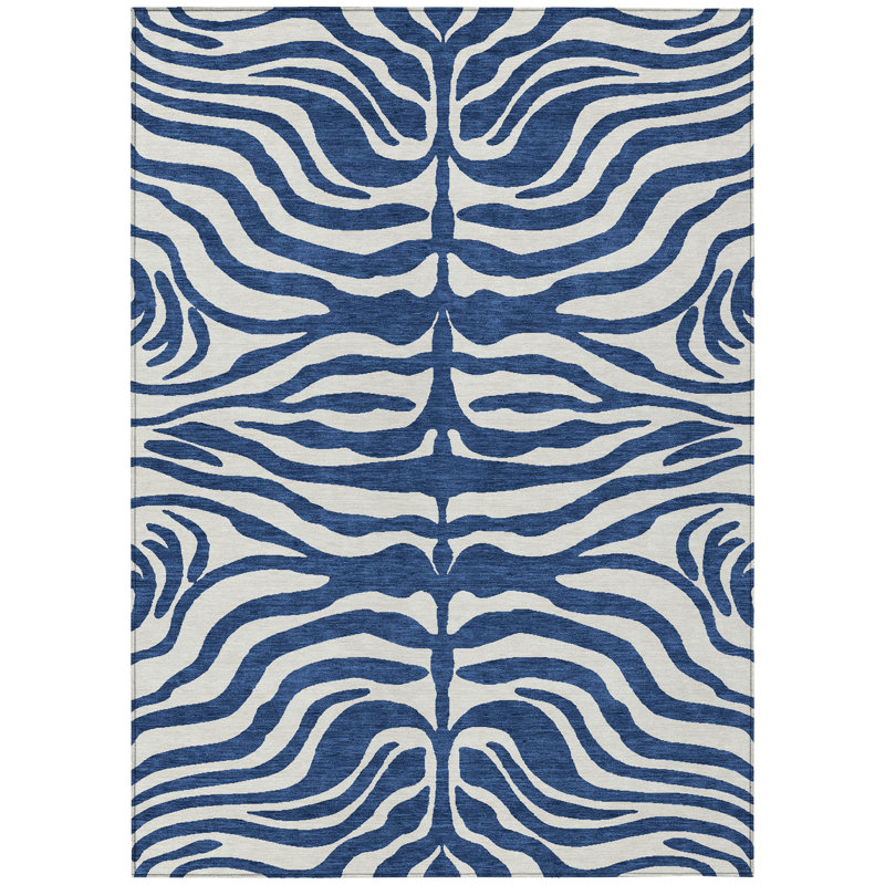 Solstice Navy Washable Indoor-Outdoor Rug - , 9' x 12'