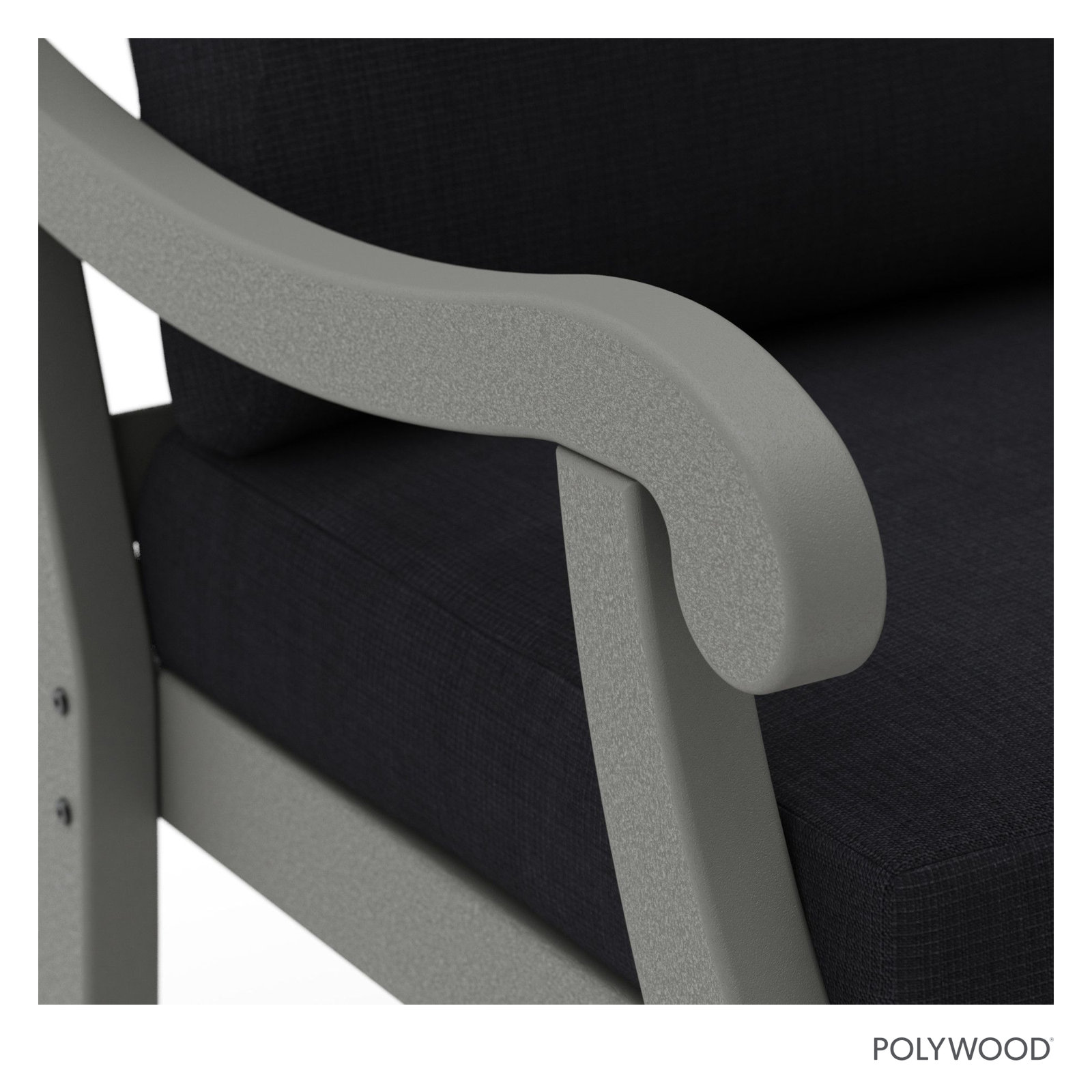 POLYWOOD® Verlyn 49" Patio Loveseat, Midnight Linen Cushion/Slate Gray Frame