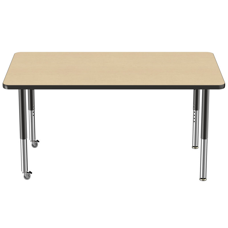 Rectangle T-Mould Adjustable Height Activity Table, 18" x 30", Maple/Black, Super