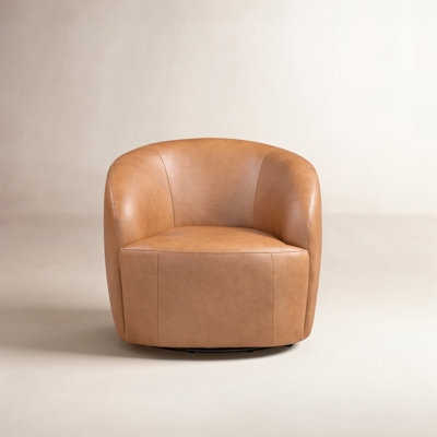 Alma Genuine Leather Swivel Barrel Chair