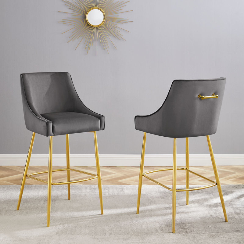 Modway Discern Bar Stools - Set of 2, Gray, Bar Stool (29.5" Seat Height)