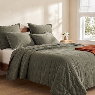 Cotton Canvas Stonewashed Coverlet Set