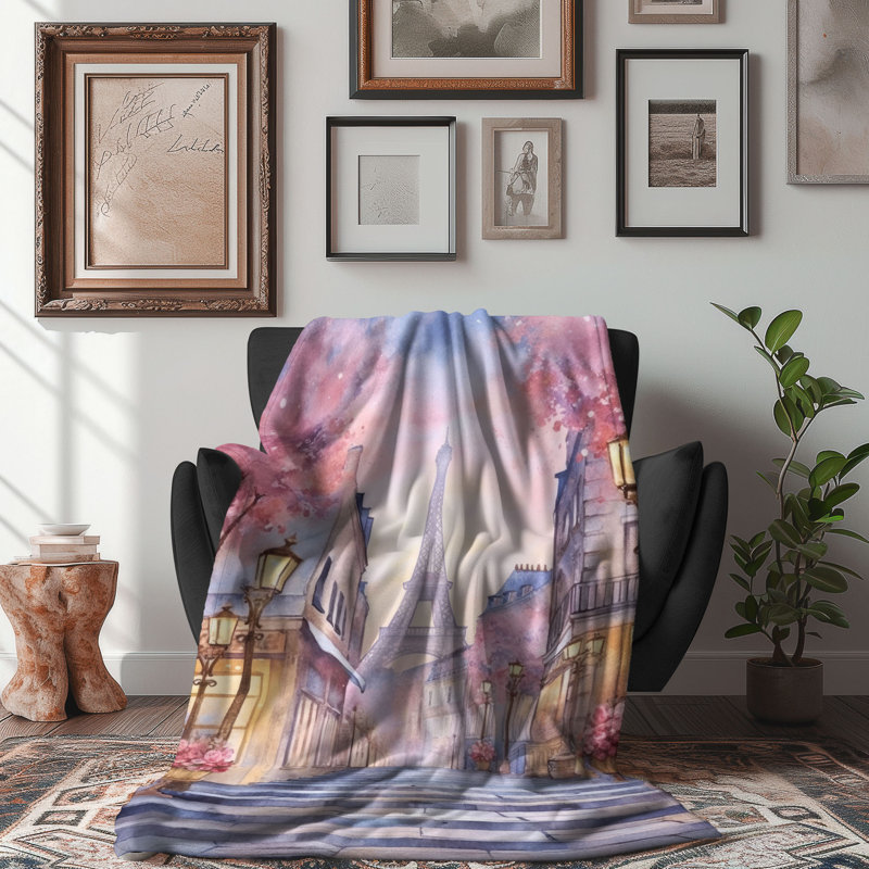  Couverture aquarelle Elegance of Paris, L 50 po x L 60 po