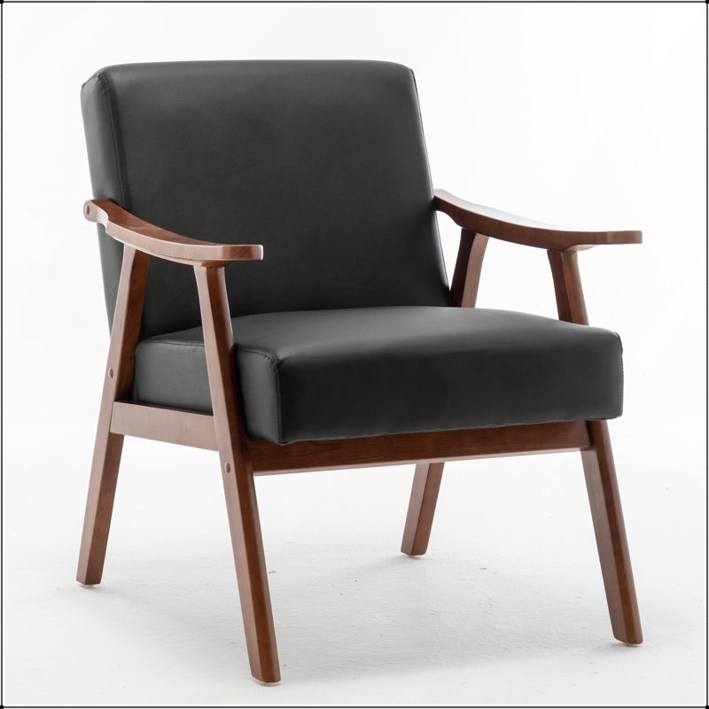 Jamesina 26.37" W Armchair, Black Faux Leather