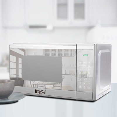Total Chef Pi. Four à micro-ondes de comptoir, micro-ondes en acier inoxydable de 1 100 W avec commandes tactiles numériques, affichage DEL, cuisson express, décongélation et 6 préréglages de cuisson automatique