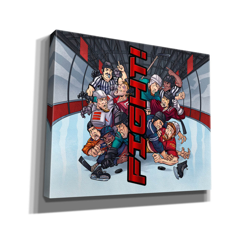 «Lurello Hockey Fight» sur toile de fond, H 20 po x l 24 po x P 0,75 po