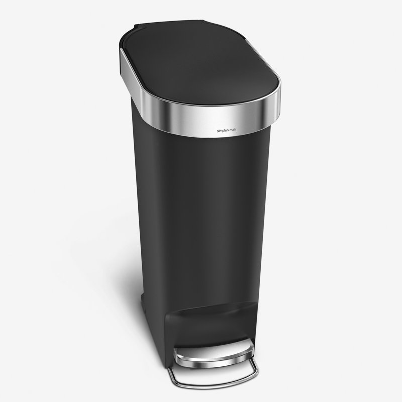 Simplehuman 10.6 Gallon Slim Kitchen Step Trash Can with Liner Rim, Black