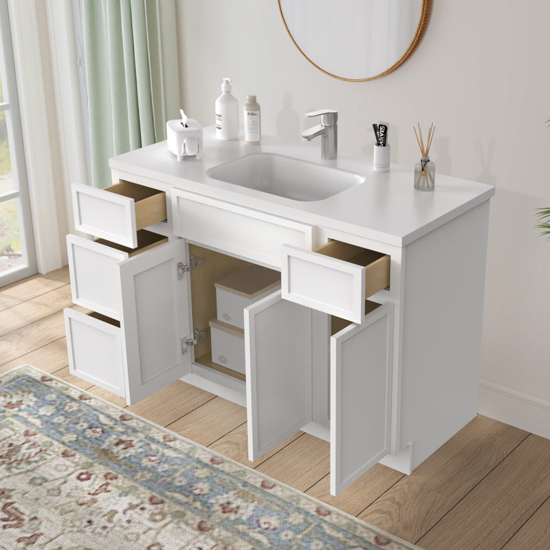 Base de meuble-lavabo simple 48 po seulement, Blanc