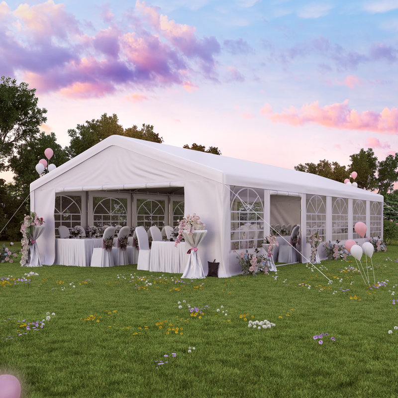 Galvanized Steel Party Tent - Heavy Duty Wedding Tent with 4 Sandbags, 20 (ft) x 40 (ft)
