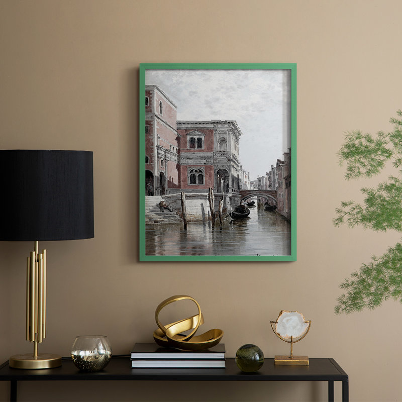 «Vintage Landscape CLV», reproduction encadrée - bois massif, Vert, H 11 po x l 9 po