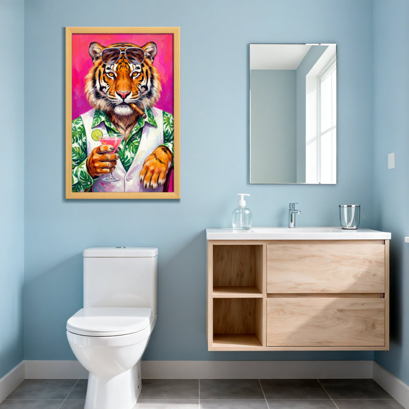 Animaux avec lunettes de soleil et cocktail, H 16 po x l 24 po, Toile tendue, Ne s’applique pas