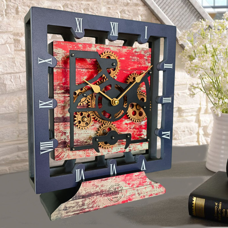 Solid Wood Wall Clock, Red/Lava