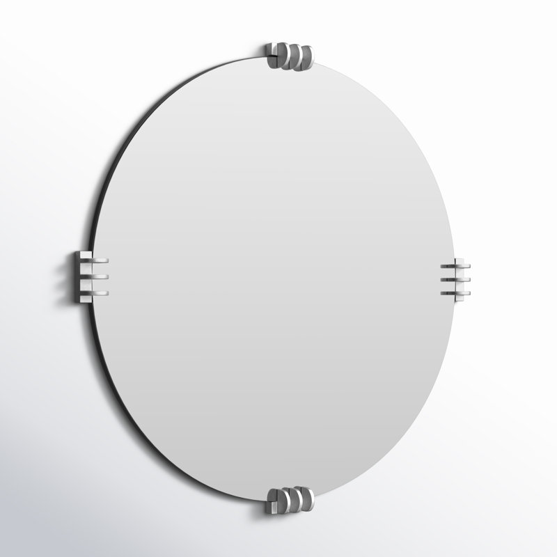 Aubrey Round Beveled Mirror, Silver