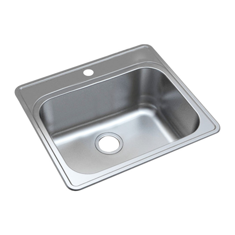 25'' L Single Bowl Stainless Steel Kitchen Sink, 1 Hole