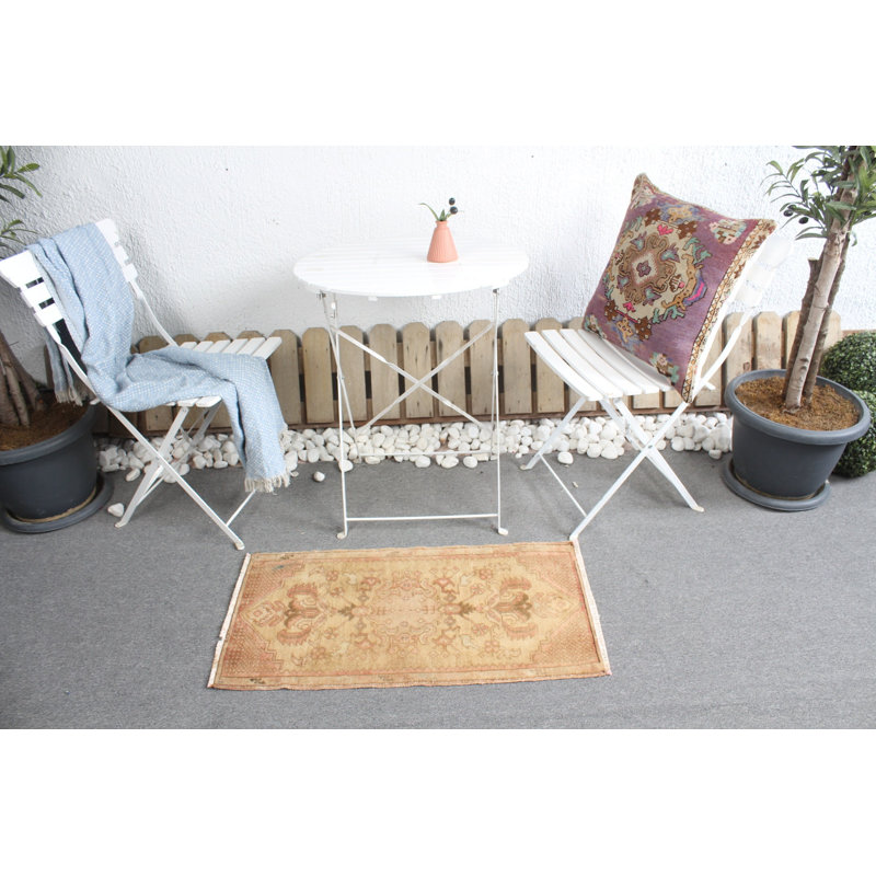 Vintage Turkish Oushak Small Wool Rug Ideal for Kitchen or Entryway Gift No. 2164