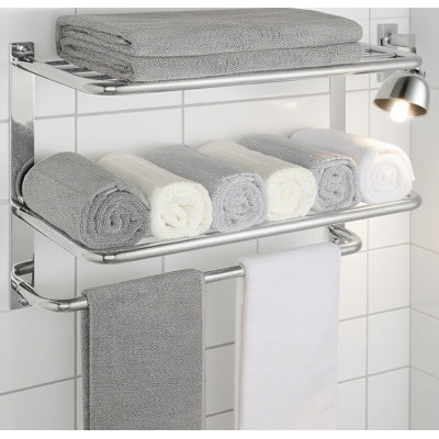 Stainless Steel Bathroom Towel Rack With 3-Tier Shelf - Wall Mounted Towel Holder For Bath Towels, Clothes, And Robes - Rustproof And Space-Saving Design