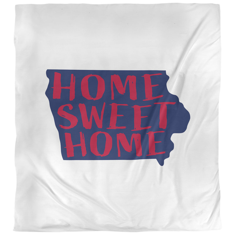 Housse de couette iowa doux, Blanc / Bleu marine, Microfibre