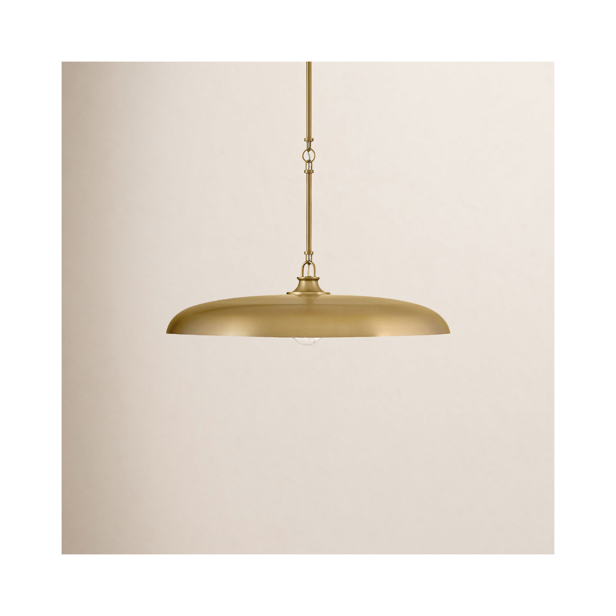 Hinkley Sadie Saucer Shaped Pendant, Lacquered Brass, 8" H x 24" W x 24" D